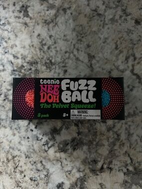 NeeDoh Teenie Fuzz Ball Pack Schylling Squishy Nee Doh Toys Blue Pink & Orange